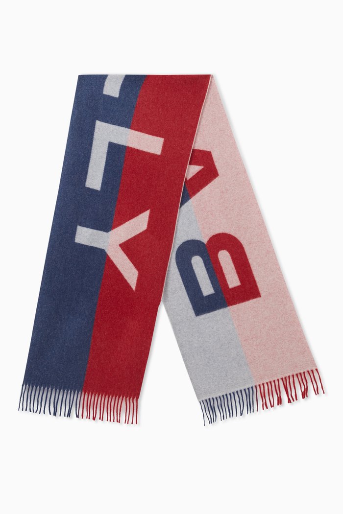 Two-tone Logo Scarf in Jacquard, Red