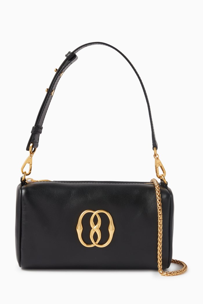 

Rox Emblem Shoulder Bag in Leather, Black