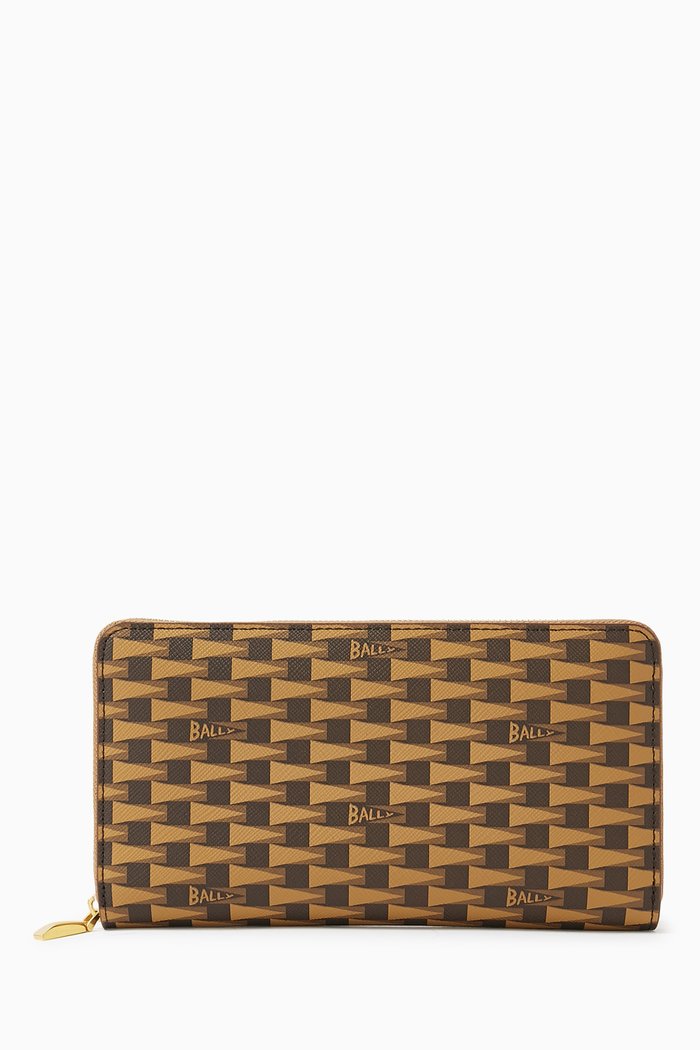 

Pennant Printed Zip-around Wallet in Leather, Multicolour