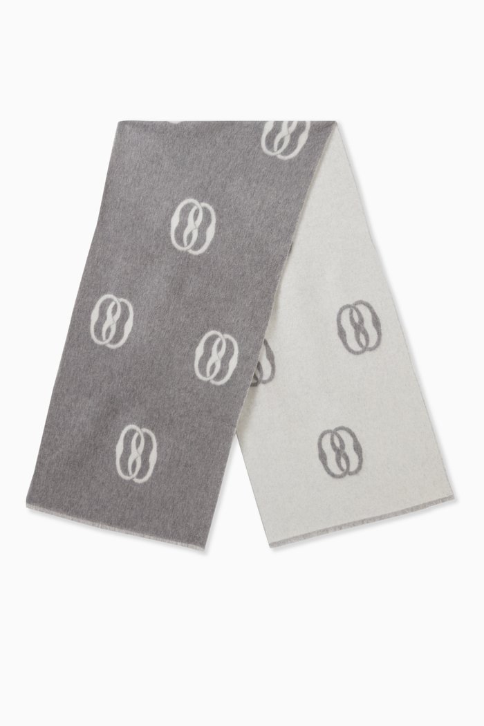 

Two-tone Logo Scarf in Merino Wool, Neutral
