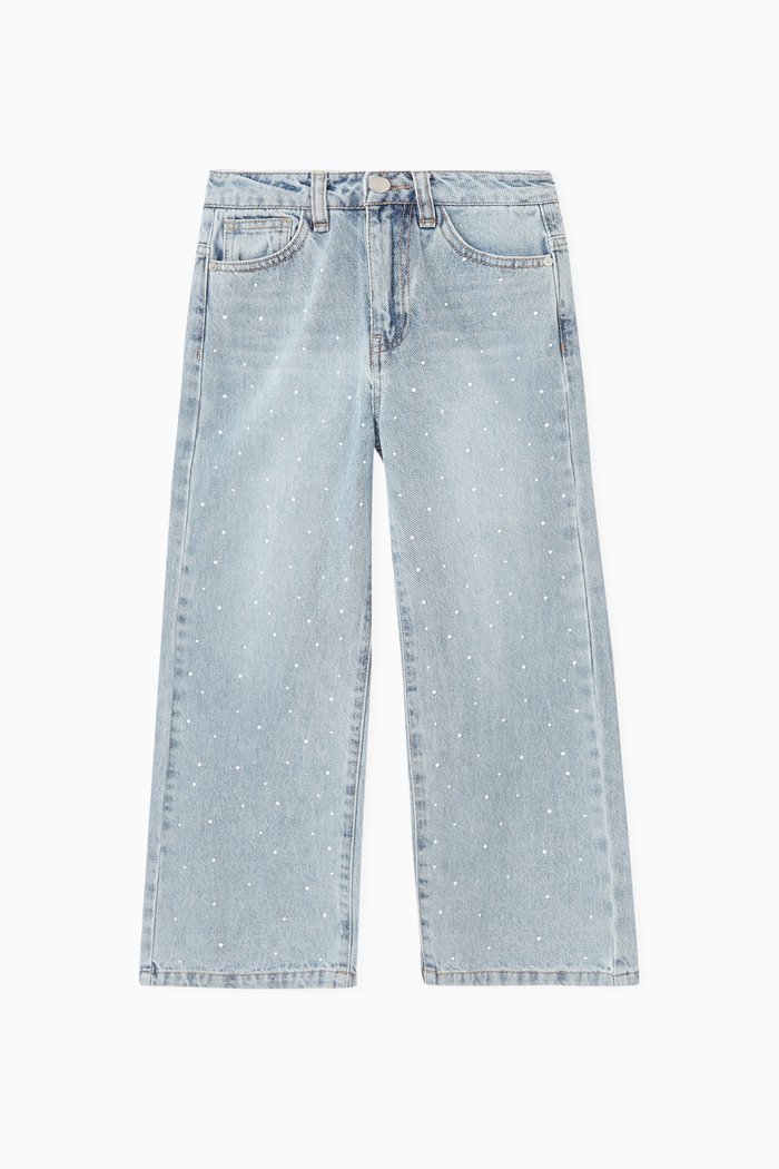 

Embellished Wide-leg Jeans, Blue