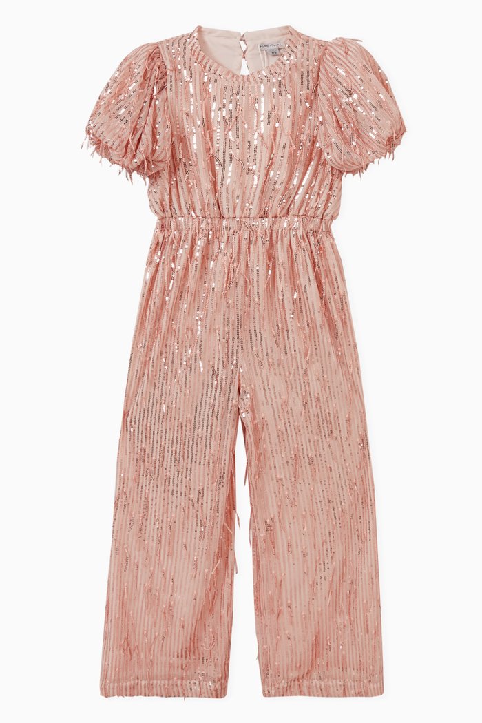 

Sequin-embellished Fringe Jumpsuit, Orange