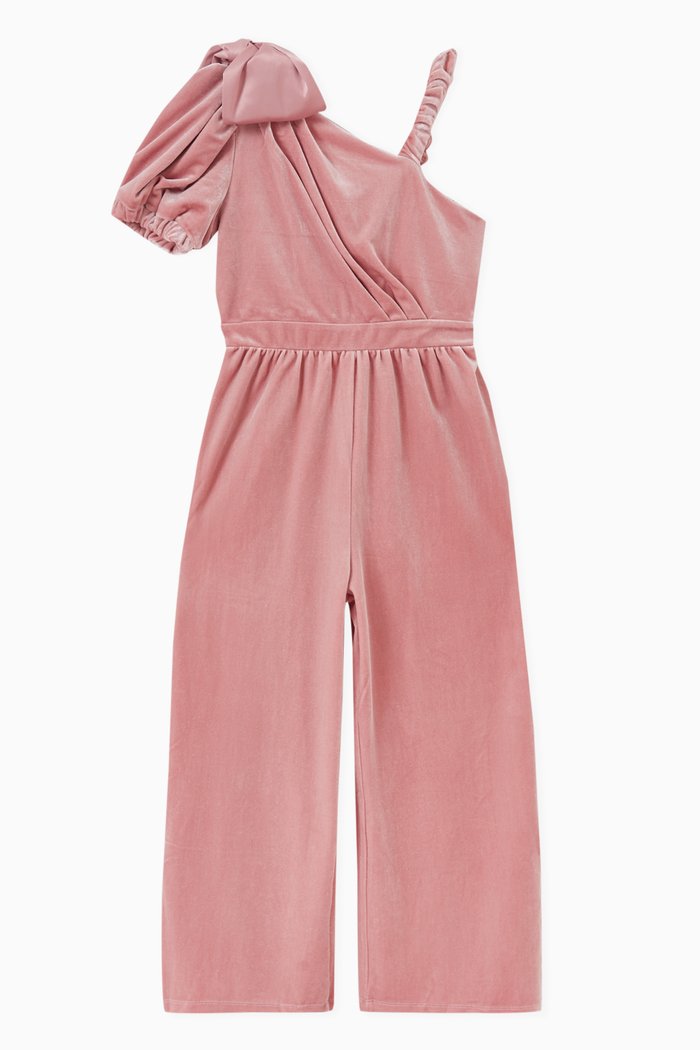 

Bow-detail Jumpsuit in Velour, Pink