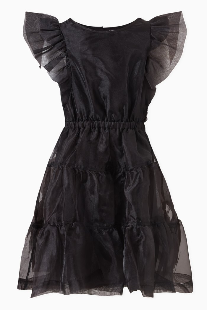 

Tiered Dress in Organza, Black