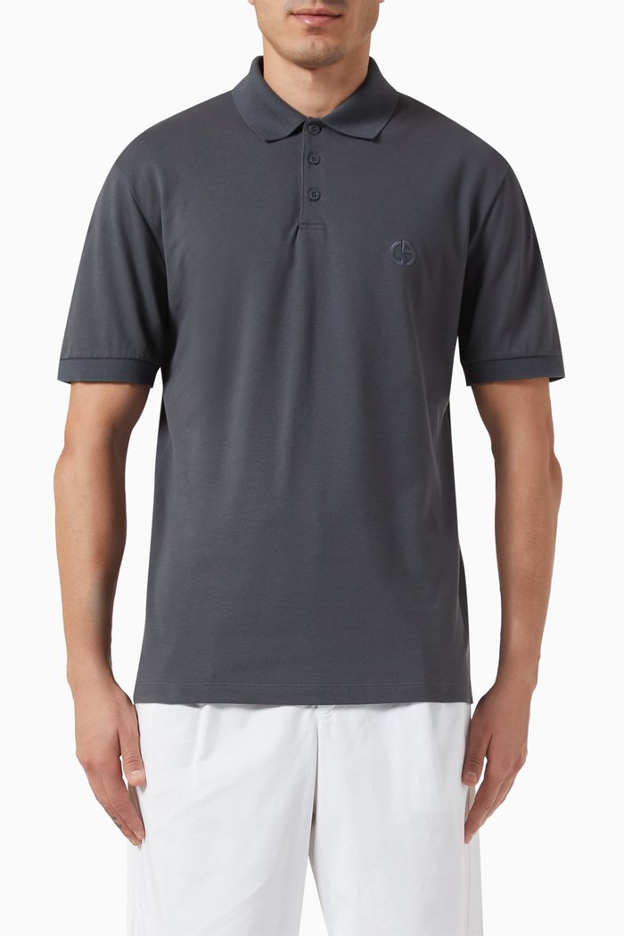 

Logo Polo Shirt in Cotton Piqué, Grey
