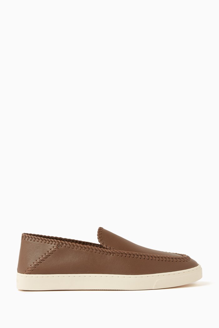 

Slip-on Sneakers in Leather, Brown