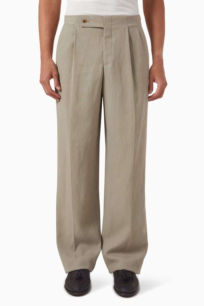 

Straight-leg Pants in Linen, Neutral
