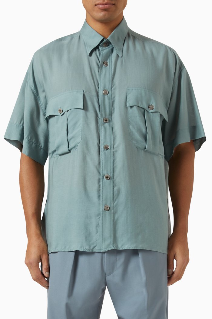 

Shirt in Lyocell-silk, Blue