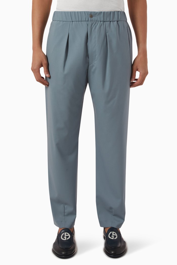 

Pleated Trousers in Wool, Grey