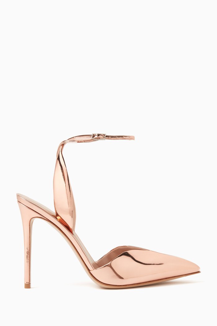 

Ankle-strap 105 Pumps in Metallic Leather, Pink