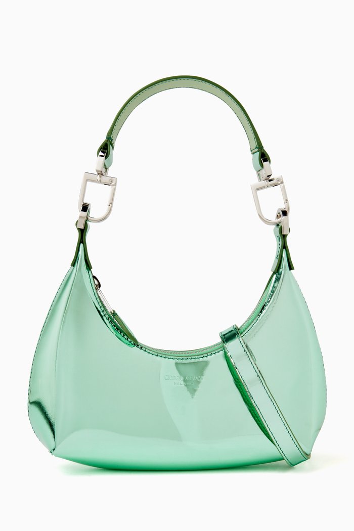 

Hobo Bag in Metallic Leather, Green