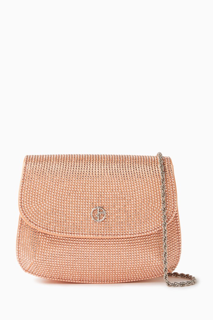 

Mini La Prima Embellished Shoulder Bag in Satin, Pink