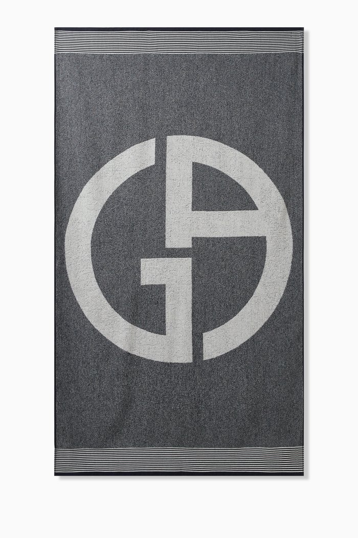 Logo Beach Towel in Cotton Terry, Blue