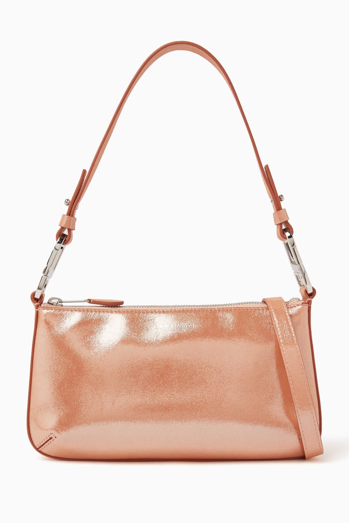 

Hobo Bag in Metallic Leather, Pink