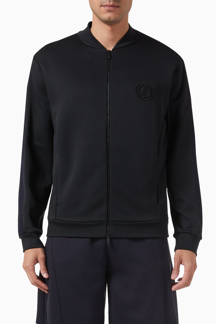 

Embroidered Logo Sweatshirt in Jersey, Black