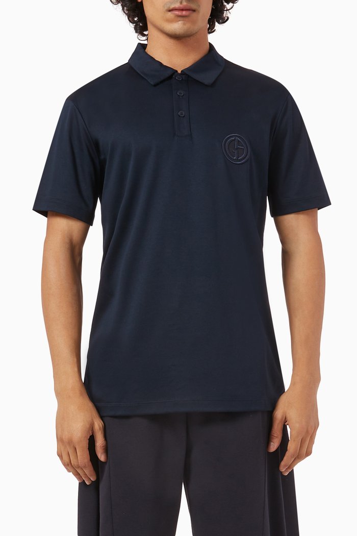 

Logo Polo Shirt in Cotton Piqué, Blue