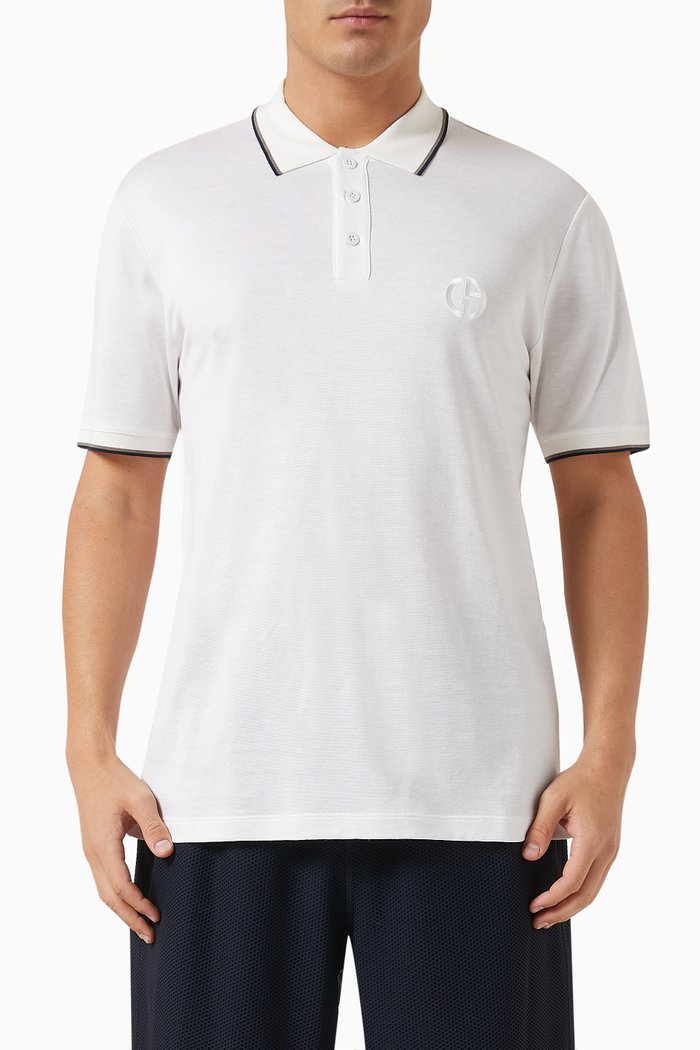 

GA Logo Pol Shirt o in Silk & Linen, White