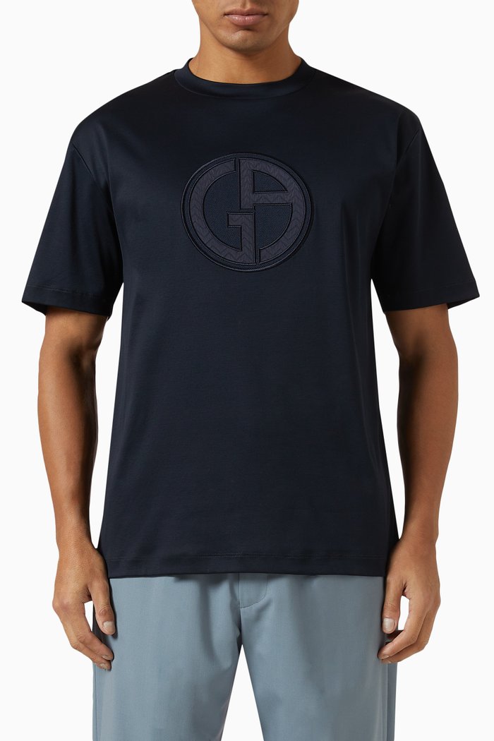 Logo T-shirt in Cotton, Blue