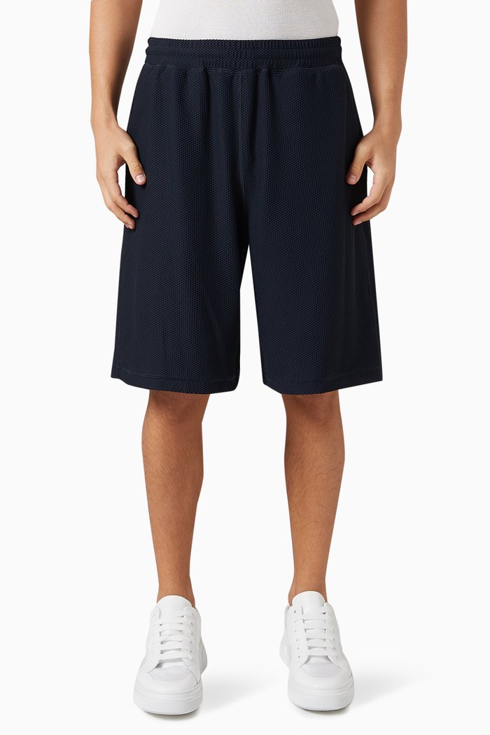 

Drawstring GA Logo Shorts in Mesh, Blue