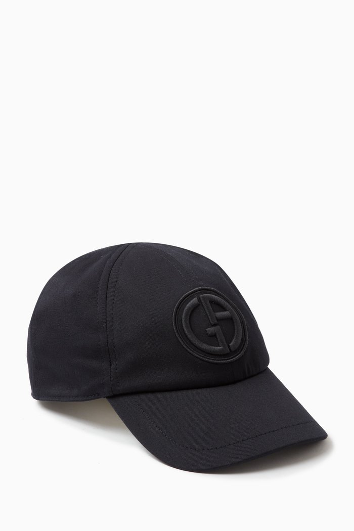 Tonal Logo Baseball Cap in Stretch Cotton, Blue