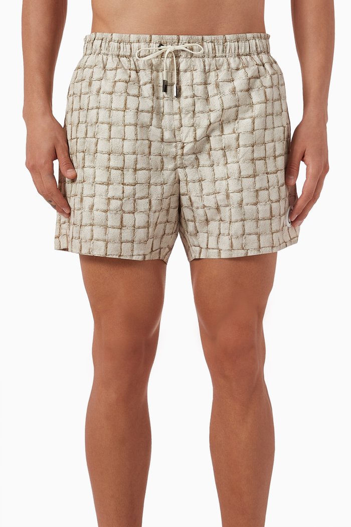 

Bamboo Fantasy Print Swim Shorts in Nylon, Neutral