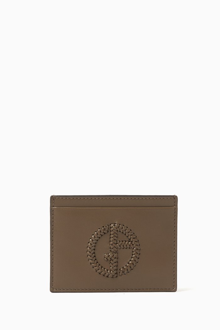 

Logo Card Holder in Nappa Leather, Brown