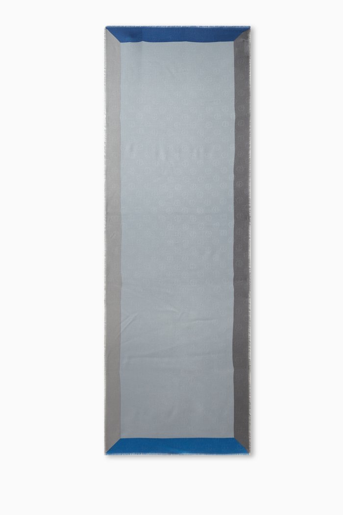 

GA Logo Colour-Block Scarf in Wool-silk Blend, Grey