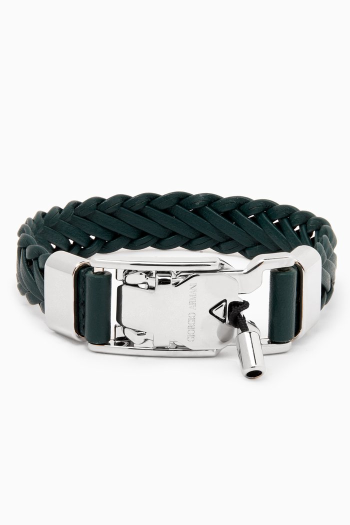 

Woven Bracelet in Leather, Green