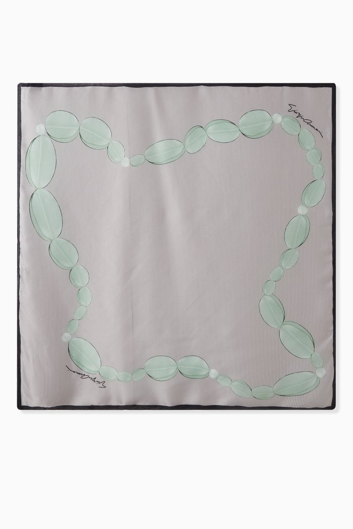 

Micro Striped Scarf in Silk, Green
