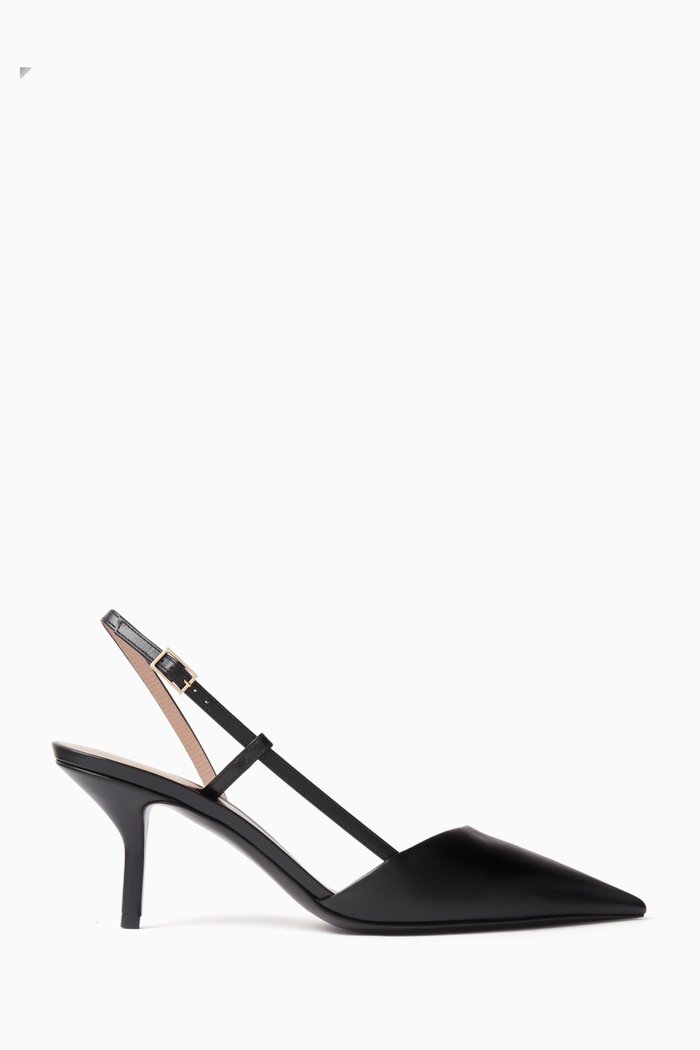 

Slingback Decollete Mid-heel Pumps, Black