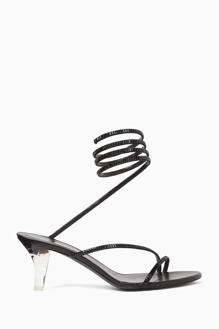 

Judy 70 Embellished Sandals in Leather, Black