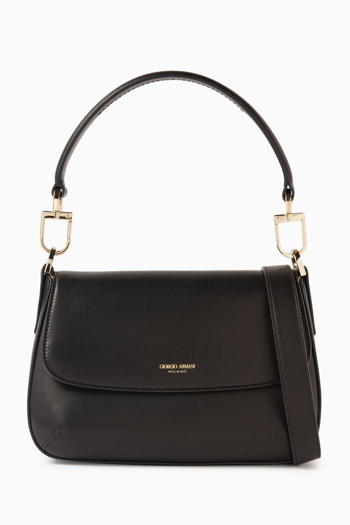 

Small La Prima Baguette Bag in Leather, Black