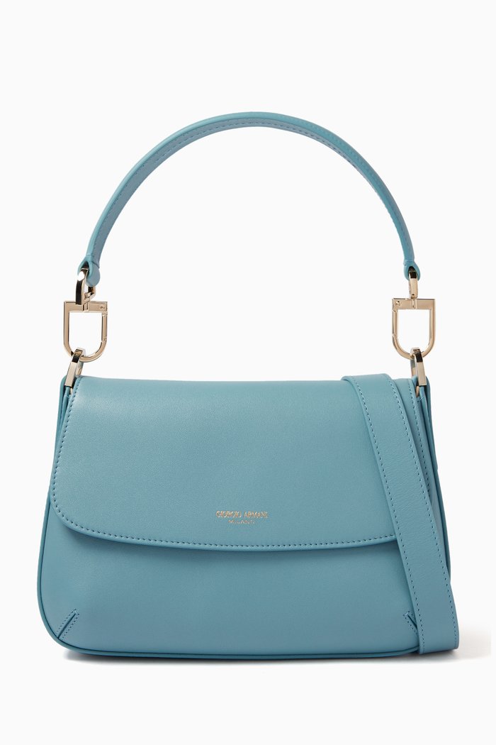 

Small La Prima Baguette Bag in Leather, Blue