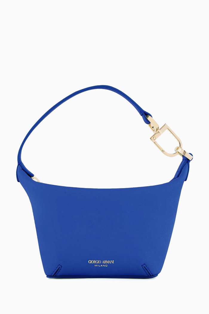 

Small La Prima Soft Shoulder Bag in Nappa Leather, Blue