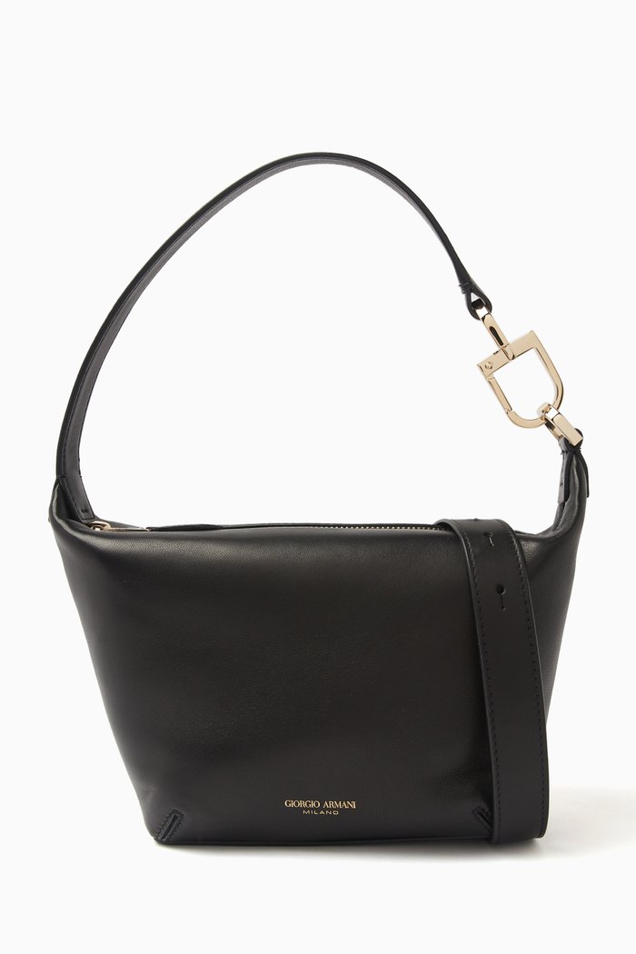 Small Top Handle Bag in Nappa, Black