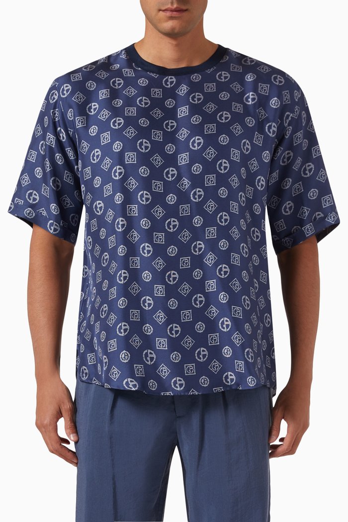 

Monogram Jacquard T-shirt in Mulberry-silk, Blue