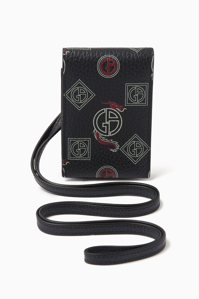 

GA Logo Badge Holder in Leather, Blue