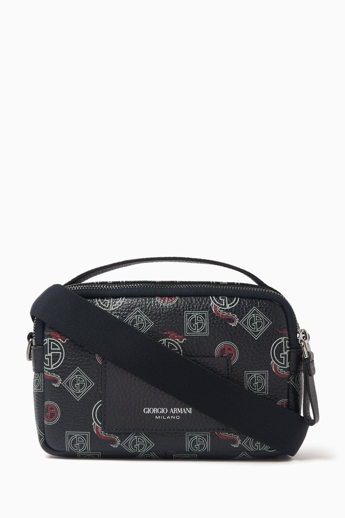 

Lunar New Year Dragon-print Crossbody Bag in Leather, Blue