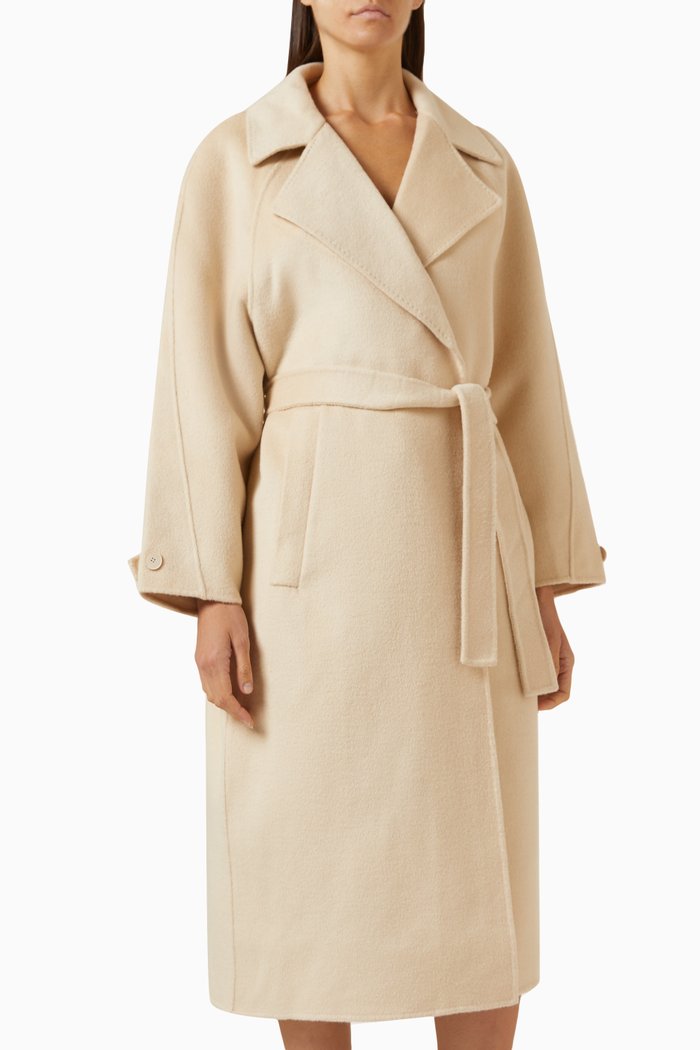 

Sandy Double Breasted Trench Coat in Wool, Neutral