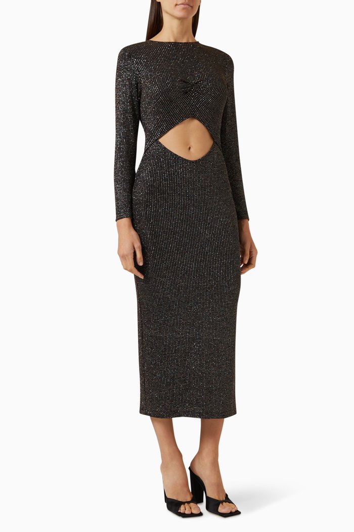 

Melina Diamond Cutaway Dress in Polyamide, Black
