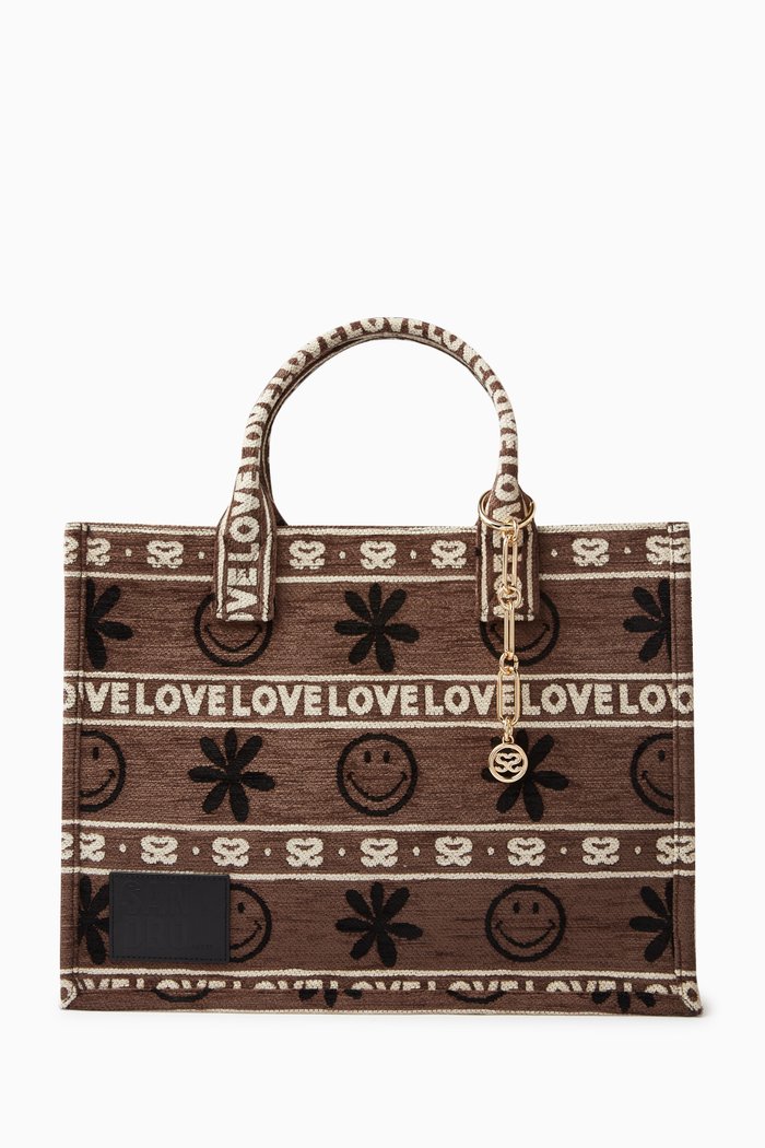 

Large Smiley® Tote Bag in Velvet, Brown