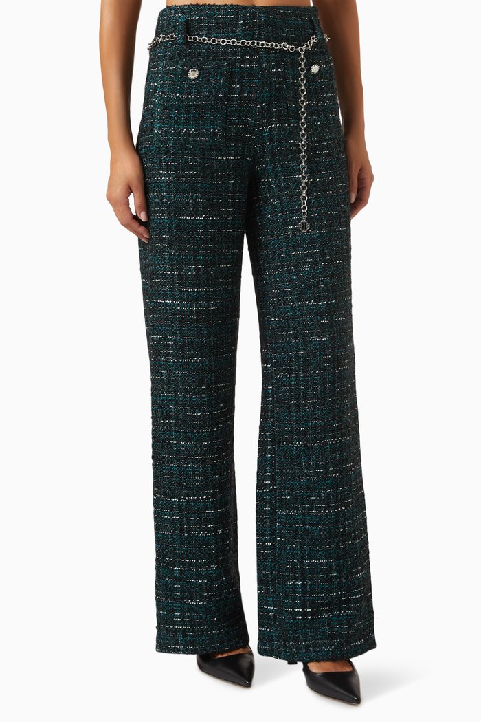 

Wide-leg Pants in Tweed, Green