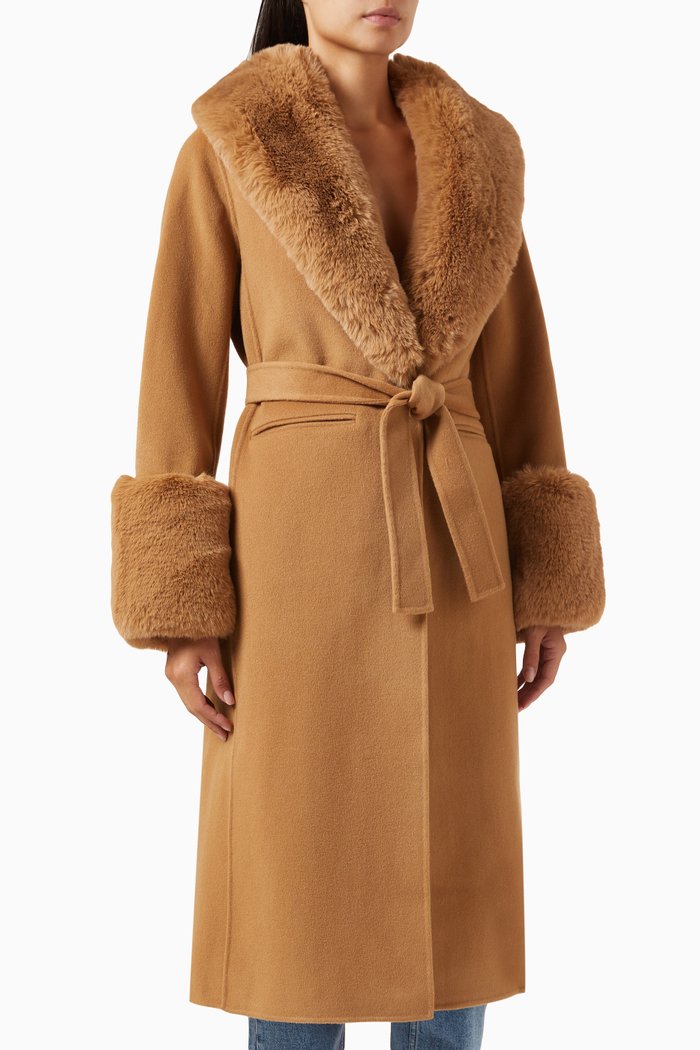 

Faux-fur Coat in Wool, Brown