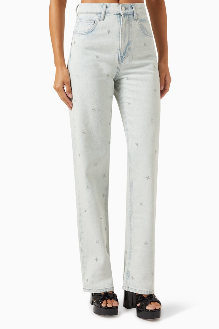 

All-over rhinestones Jeans in Denim, Blue