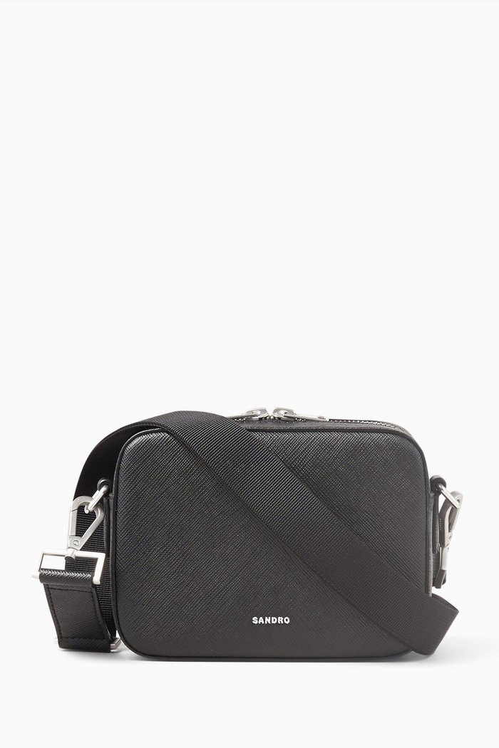 Small Shoulder Bag in Saffiano Leather, Black