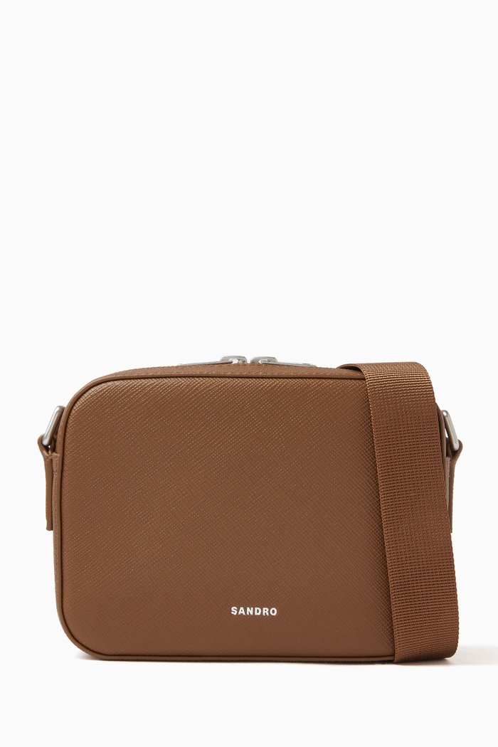 

Small Shoulder Bag in Saffiano Leather, Brown