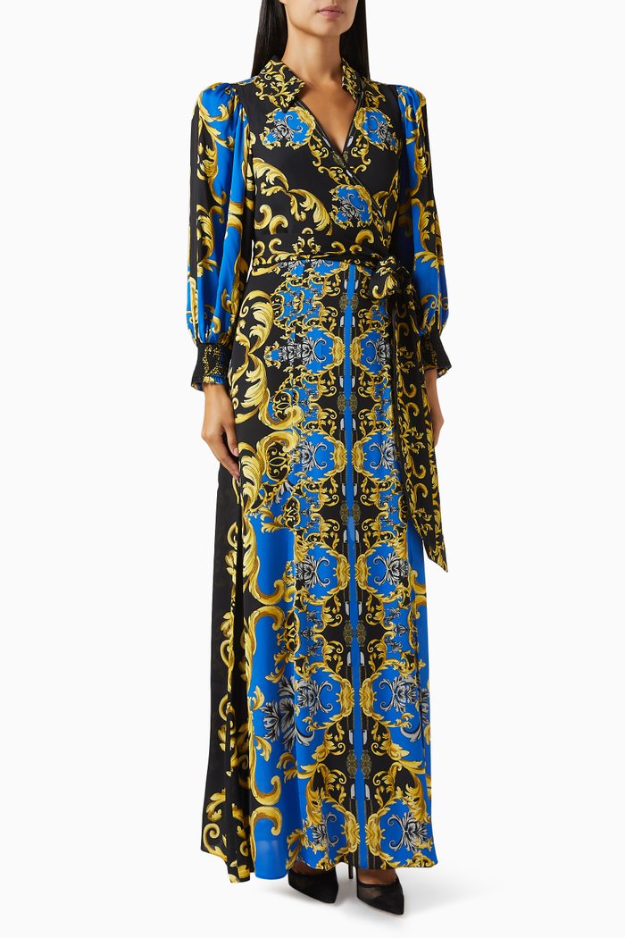 

Alisa Wrap Shirt Maxi Dress in Viscose, Blue