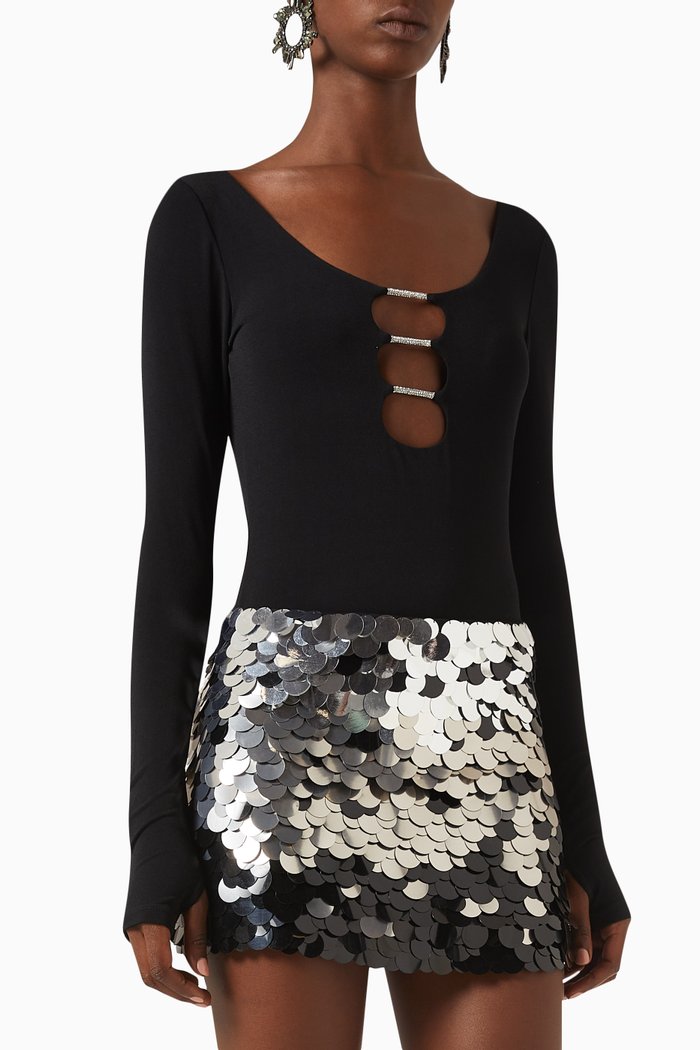 

Kalena Cut-out Bodysuit, Black