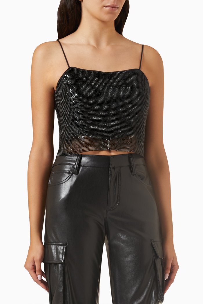 Grazi Chainmail Crop Top, Black