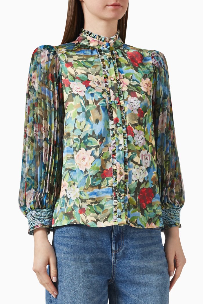 

Ilan Smocked Floral Shirt, Multicolour